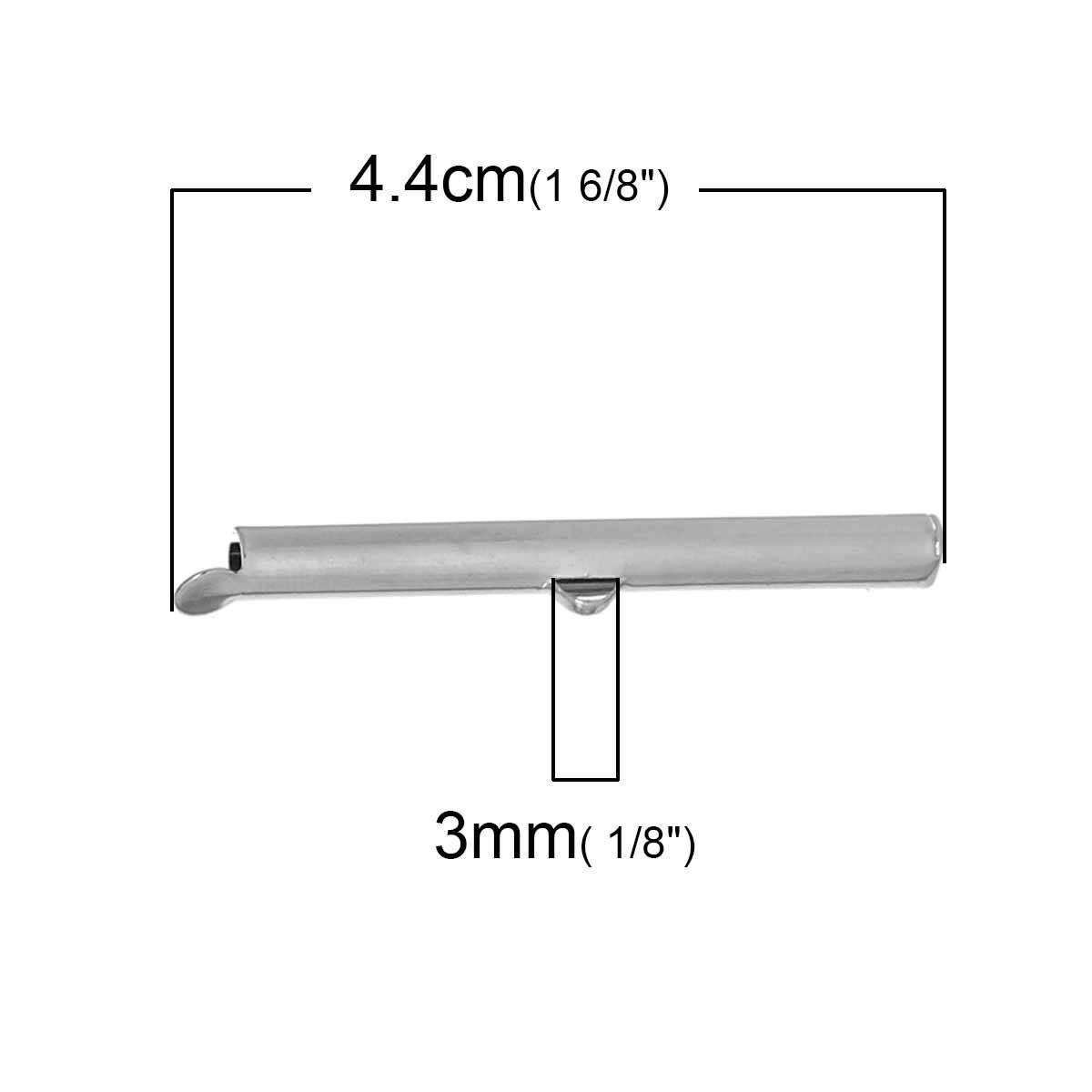 2 fechos de tubo de cobre prata mate 40x6mm-72436 