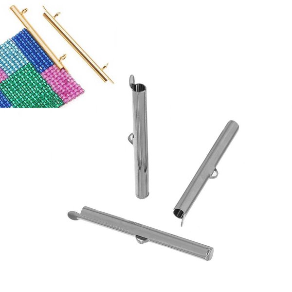 2 fechos de tubo de cobre prata mate 40x6mm-72436 