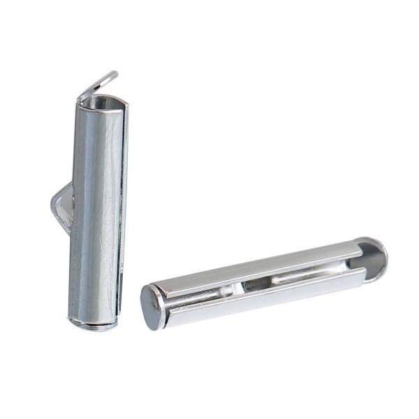 2 fechos de tubo de cobre, prata mate, 20x6mm-845 