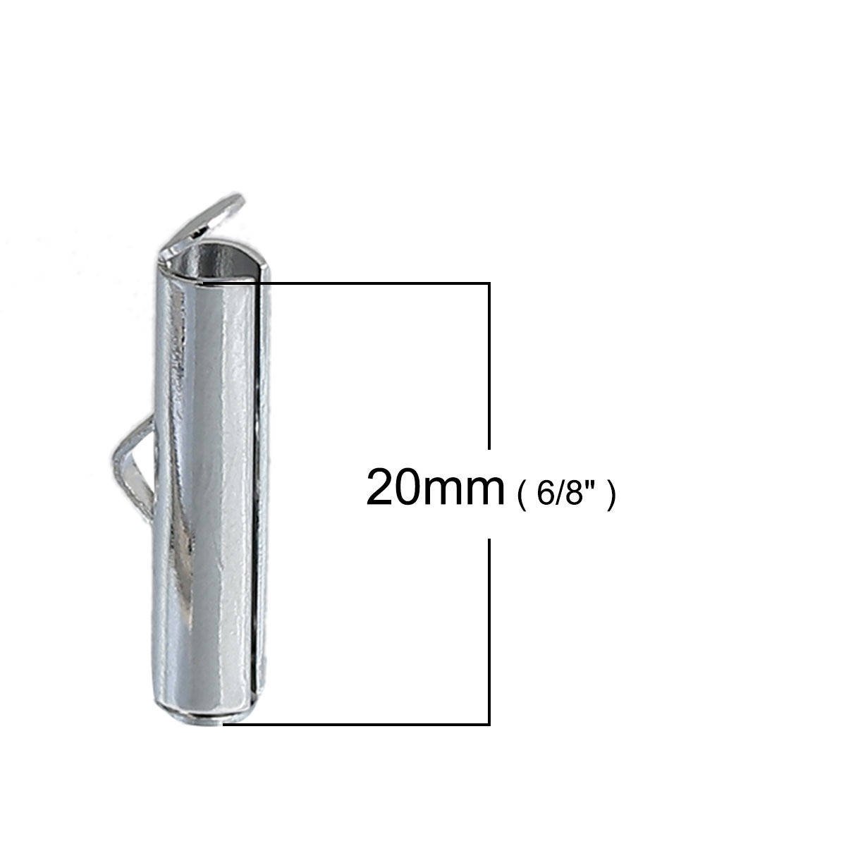 2 fechos de tubo de cobre, prata mate, 20x6mm-845 
