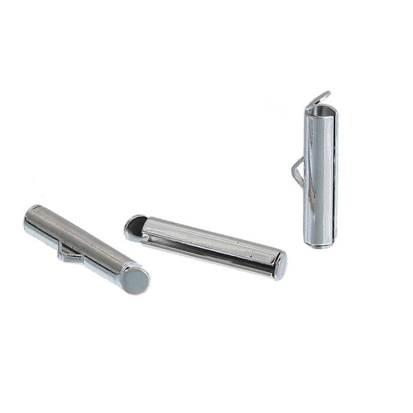 2 fechos de tubo de cobre, prata mate, 20x6mm-845 