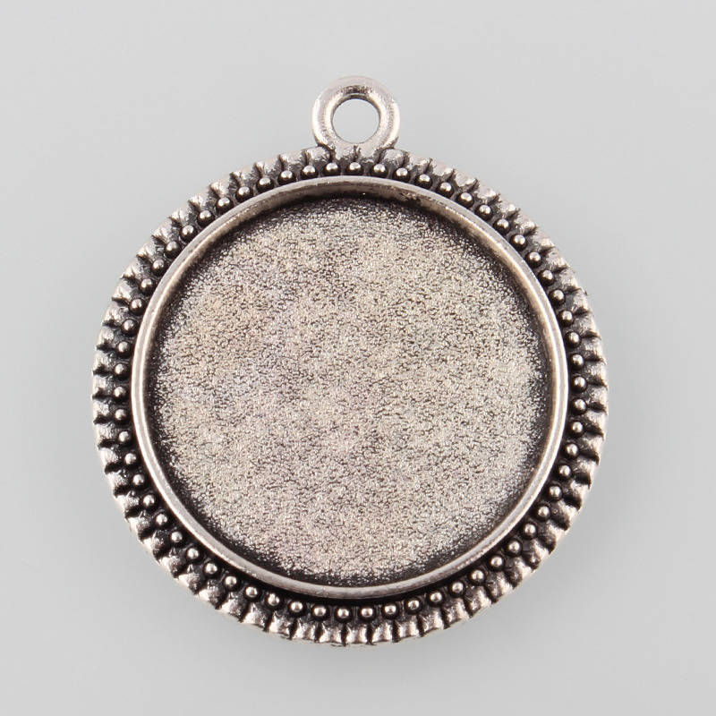2 suportes de cabochão de prata de 20 mm, pingentes de cabochão 34AS 