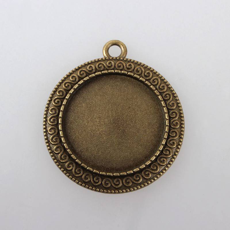 2 suportes de cabochão de bronze de 25 mm, pingentes de cabochão 119AB 