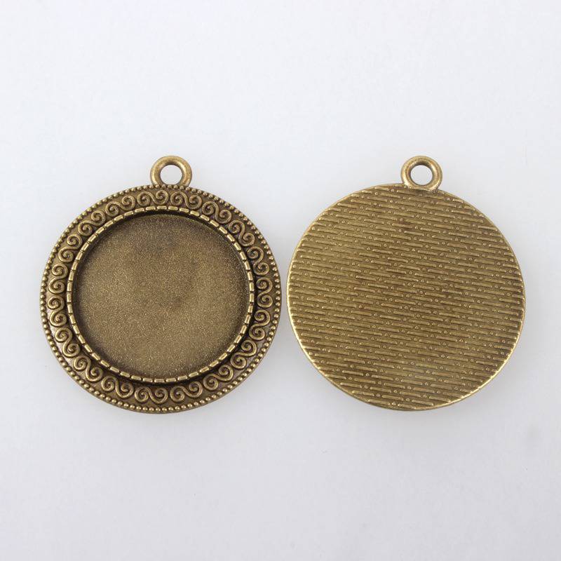 2 suportes de cabochão de bronze de 25 mm, pingentes de cabochão 119AB 