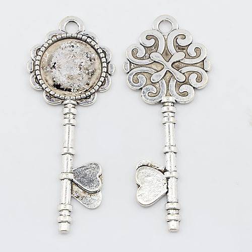 2 suportes de cabochão de prata de 20 mm, pingentes de cabochão ZX027-AS 