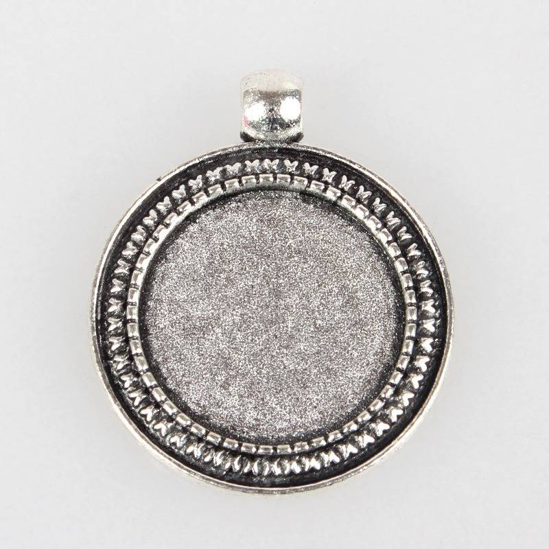 2 suportes de cabochão de prata de 20 mm, pingentes de cabochão 07AS 