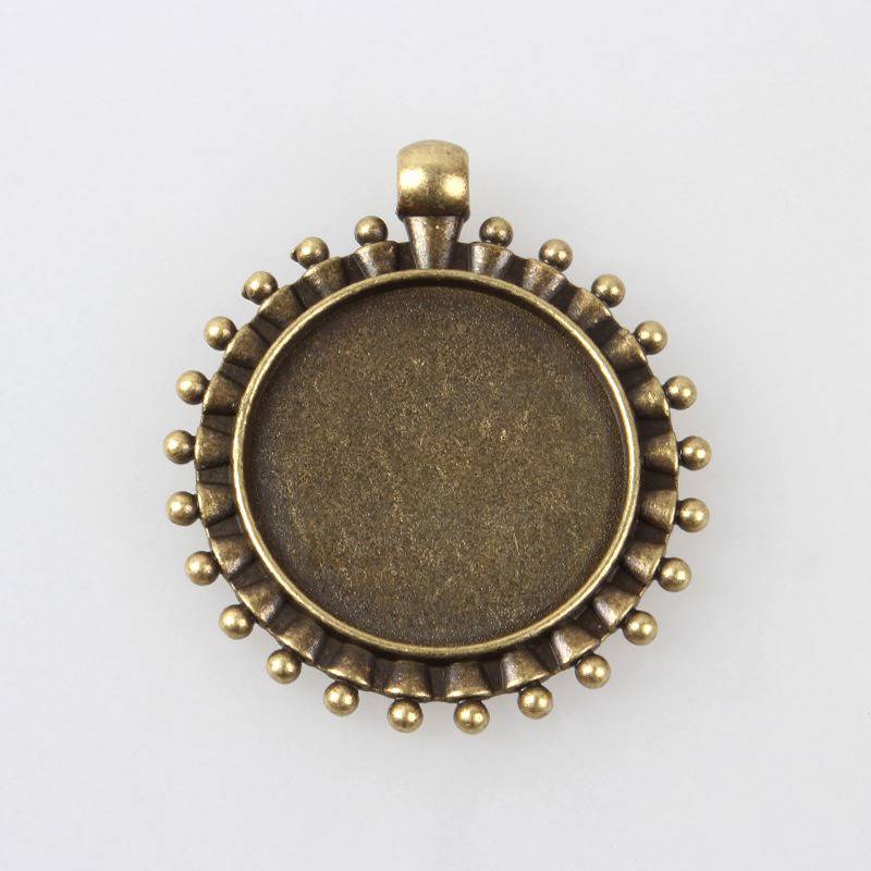 2 suportes de cabochão de bronze de 25 mm, pingentes de cabochão 84AB 