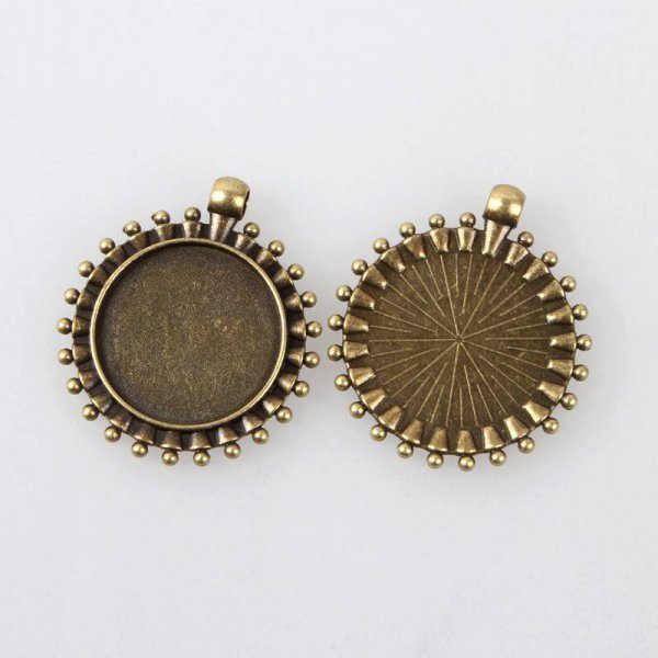 2 suportes de caboch&atilde;o de bronze de 25 mm, pingentes de caboch&atilde;o 84AB 