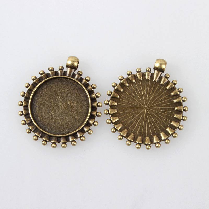 2 suportes de cabochão de bronze de 25 mm, pingentes de cabochão 84AB 