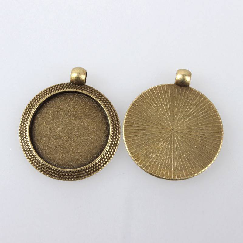 2 suportes de cabochão de bronze de 25 mm, pingentes de cabochão 102AB 