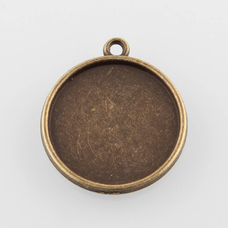 2 suportes de cabochão de bronze de 25 mm, pingentes de cabochão 43AB