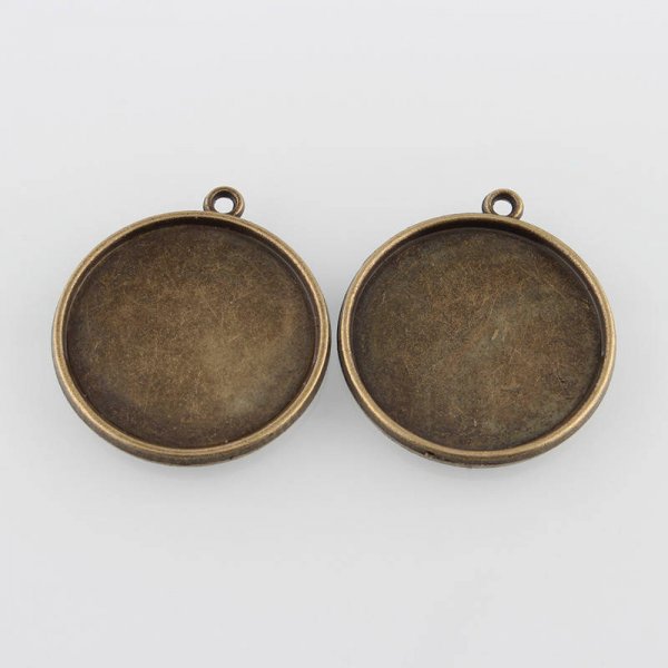 2 suportes de caboch&atilde;o de bronze de 20 mm, pingentes de caboch&atilde;o 41AB 