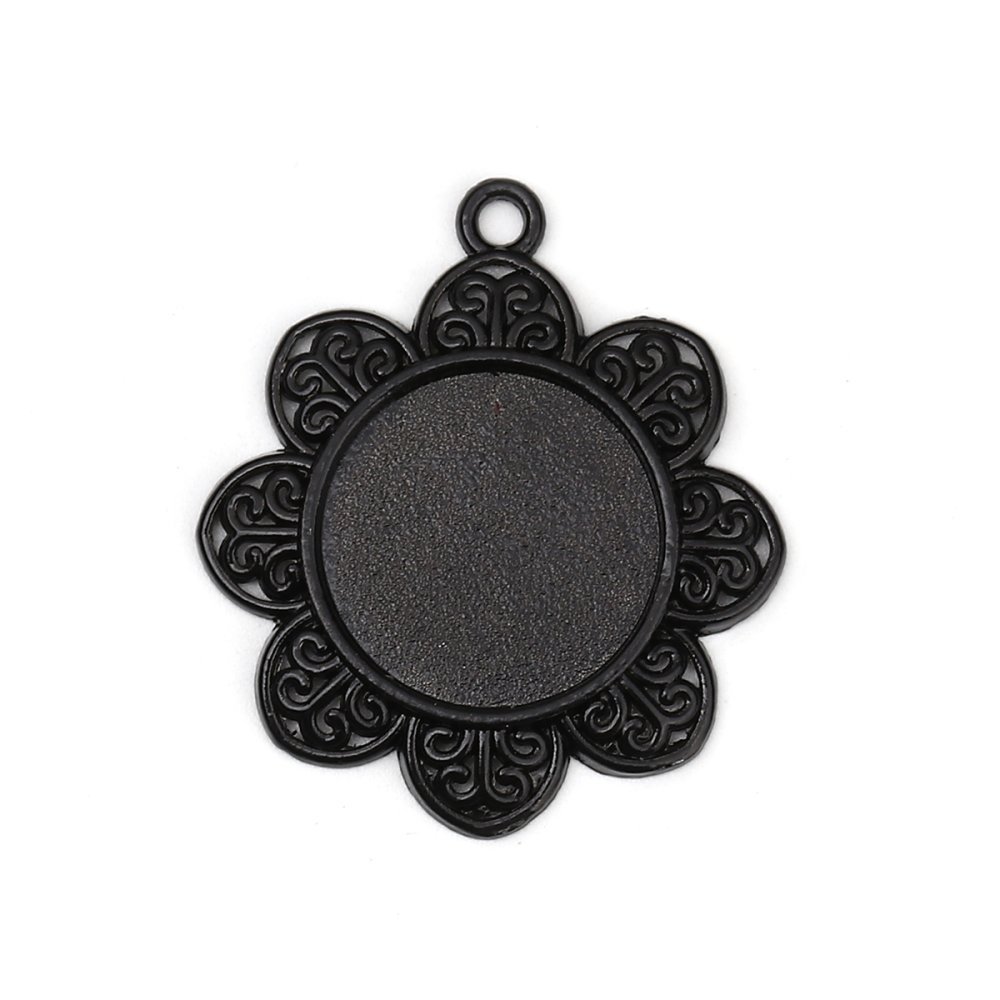 2 x 20mm Suportes de cabochão preto, pingentes de cabochão 8500