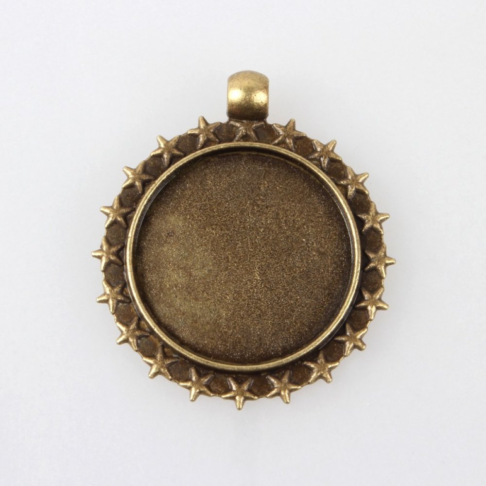 2 suportes de cabochão de bronze de 25 mm, pingentes de cabochão 80AB