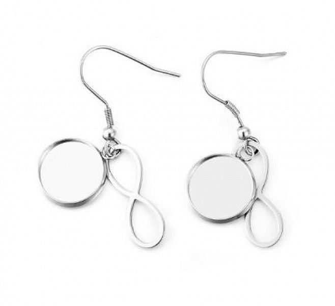 2 supports cabochons boucle d'oreille 12 mm N&deg;06-02 Argent Vieilli symbole Infini