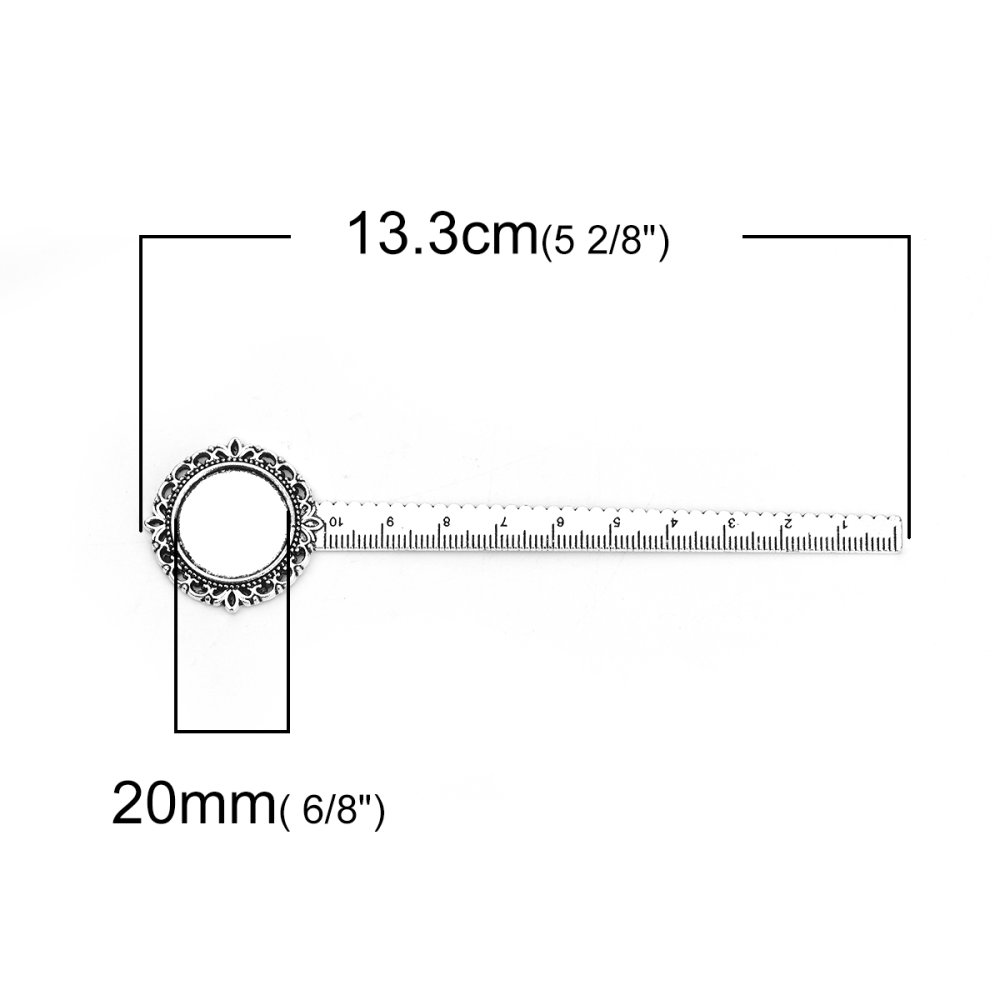 3 marcadores de livros régua cabochão 20 mm N°01 Prata envelhecida