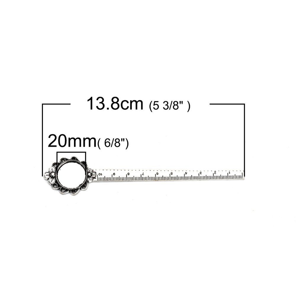 3 marcadores de livros régua cabochão 20 mm N°02 Prata envelhecida
