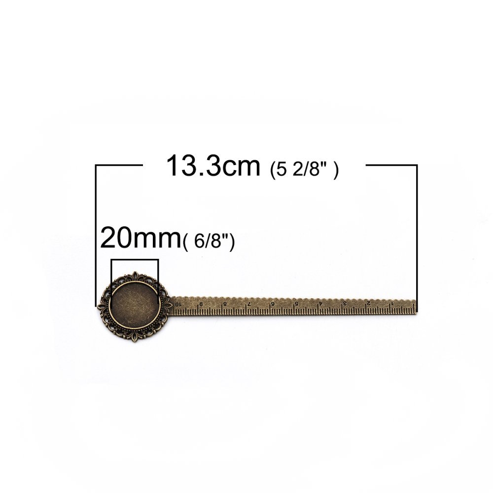 3 marcadores de livros régua cabochão 20 mm N°01 Bronze