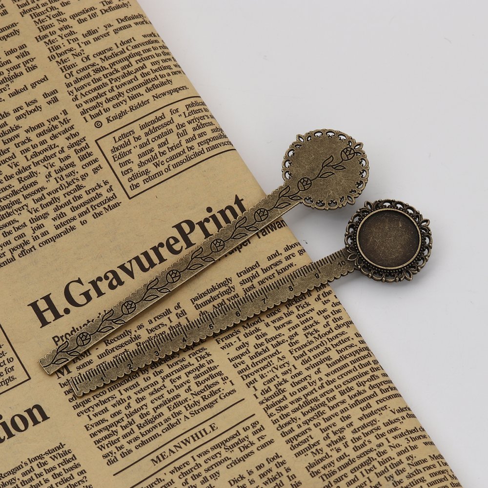 3 marcadores de livros régua cabochão 20 mm N°01 Bronze