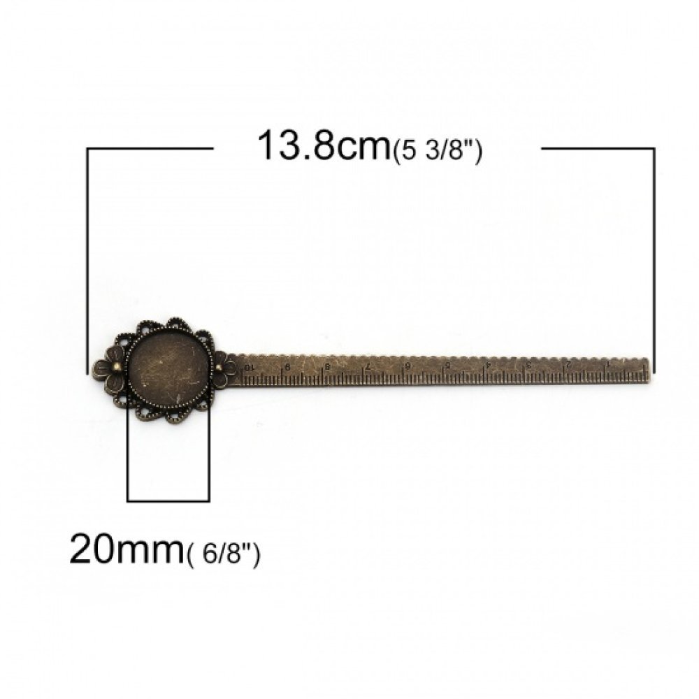 3 marcadores de livros régua cabochão 20 mm N°02 Bronze