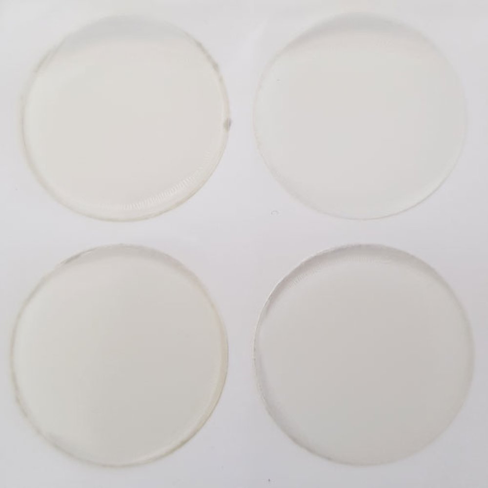 4 cabochões de resina transparente auto-adesivos de 25 mm