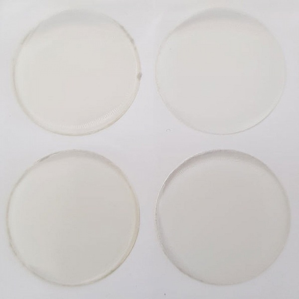 4 caboch&otilde;es de resina transparente auto-adesivos de 25 mm
