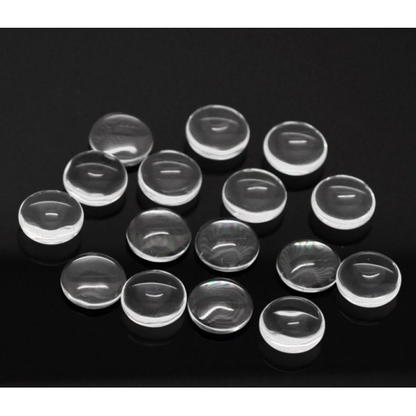 5 Caboch&otilde;es redondos de 12 mm em vidro transparente rebarbado N&deg;03