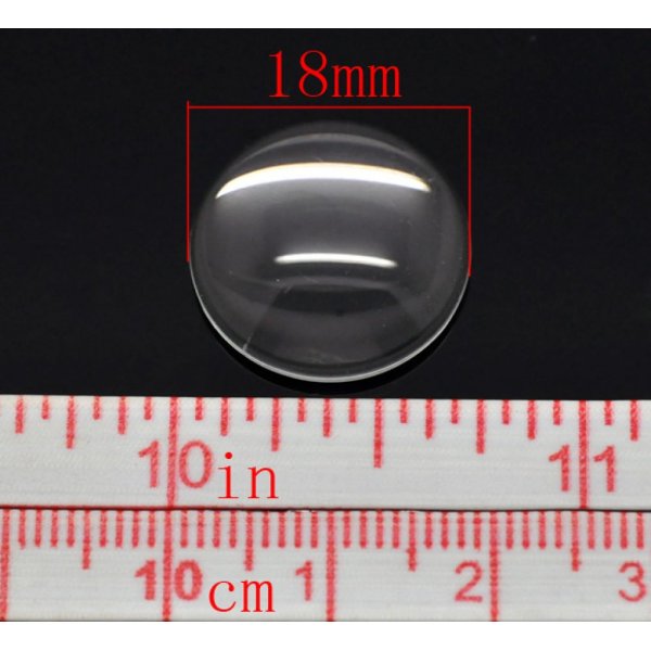 5 Caboch&otilde;es redondos de 18 mm em vidro transparente rebarbado N&deg;07