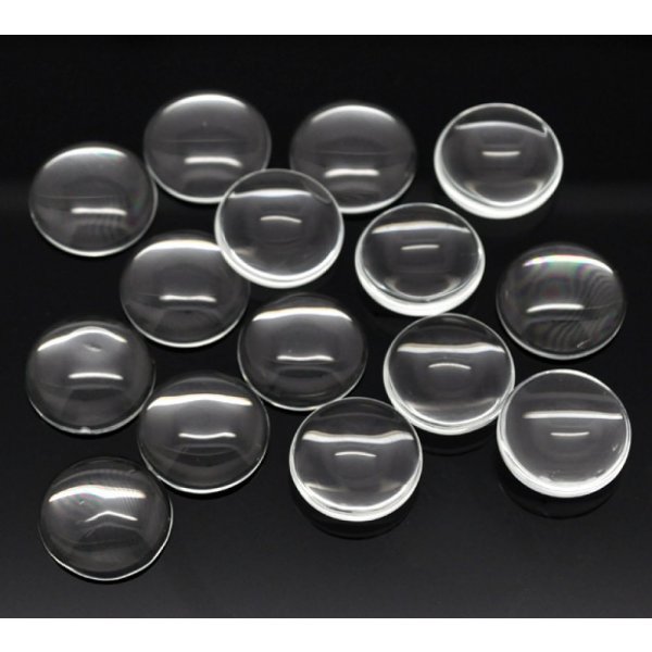 5 Caboch&otilde;es redondos de 18 mm em vidro transparente rebarbado N&deg;07