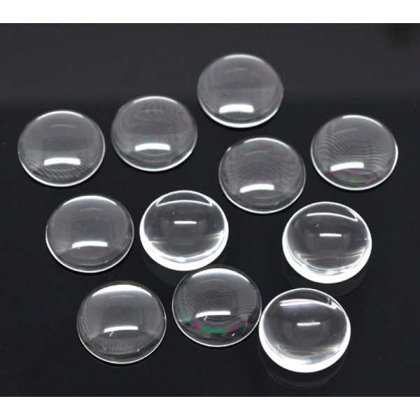 5 Caboch&otilde;es redondos de 20 mm em vidro transparente rebarbado N&deg;08