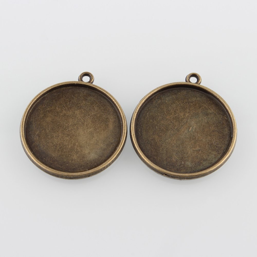 Porta-cabochões de bronze de 5 x 25 mm, pingentes de cabochão 43AB 