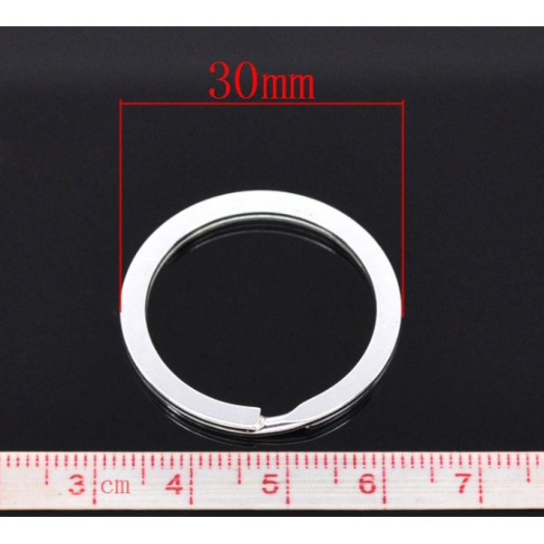 Anneau porte cl&eacute;s forme rond 30 mm Argent Vieilli