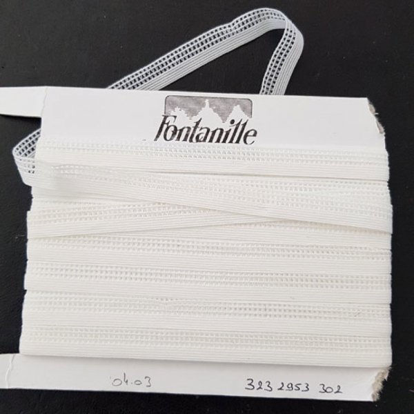 Ao metro El&aacute;stico branco fantasia 12 mm.