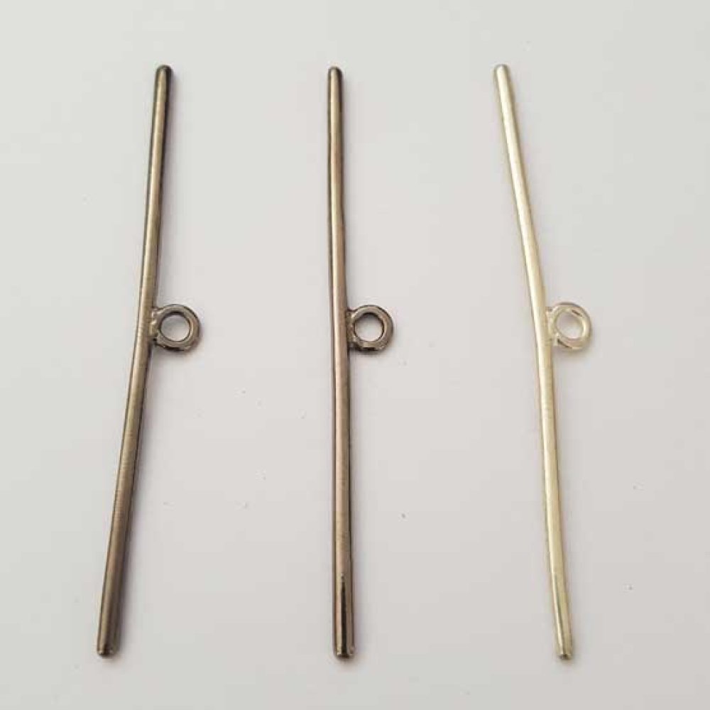 Barra para fecho de metal prateado N°21 conjunto de 3