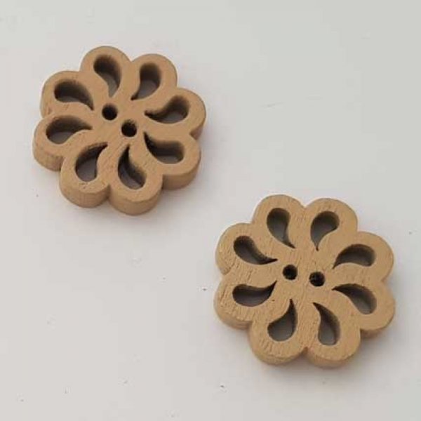 Bouton bois Fleur Beige N&deg;01-01
