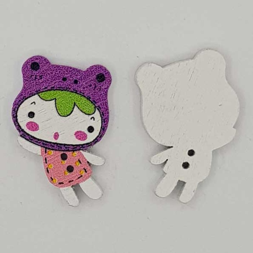 Botão de madeira menina malva N°01-03