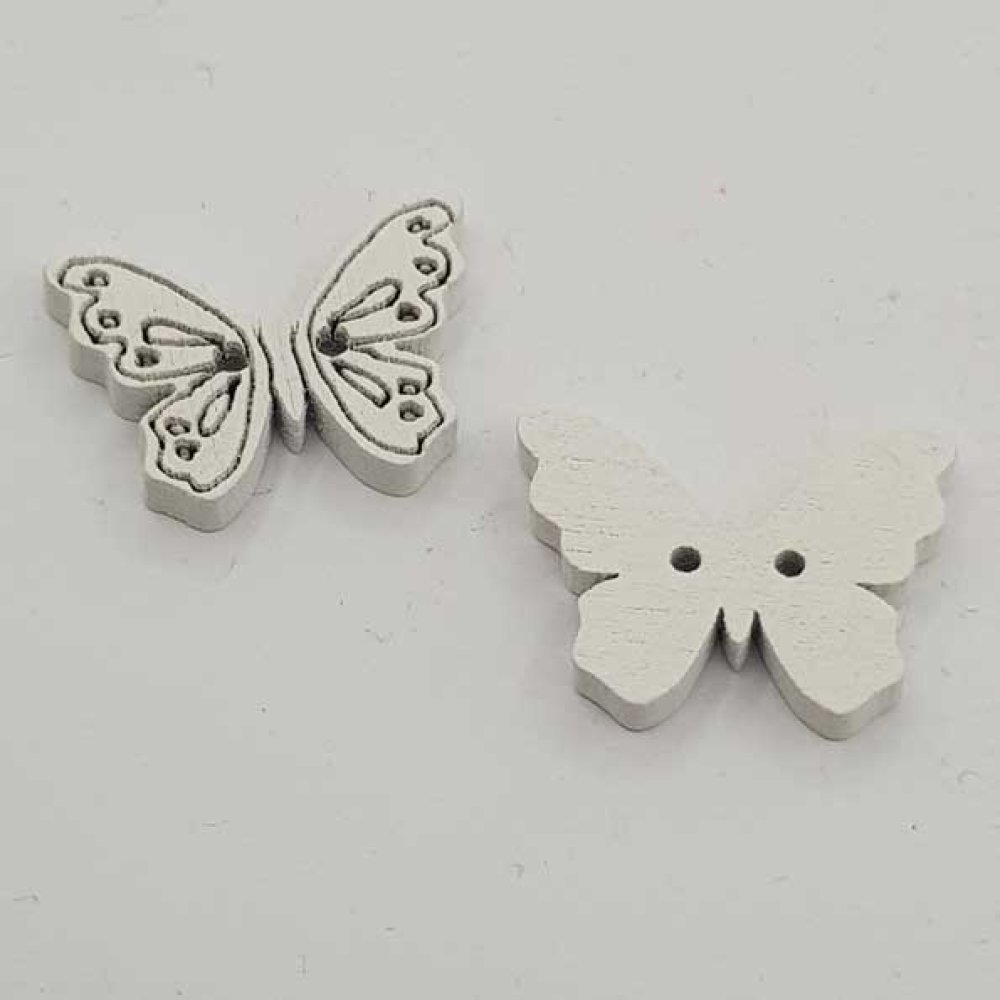 Botão borboleta de madeira branco N°01-01