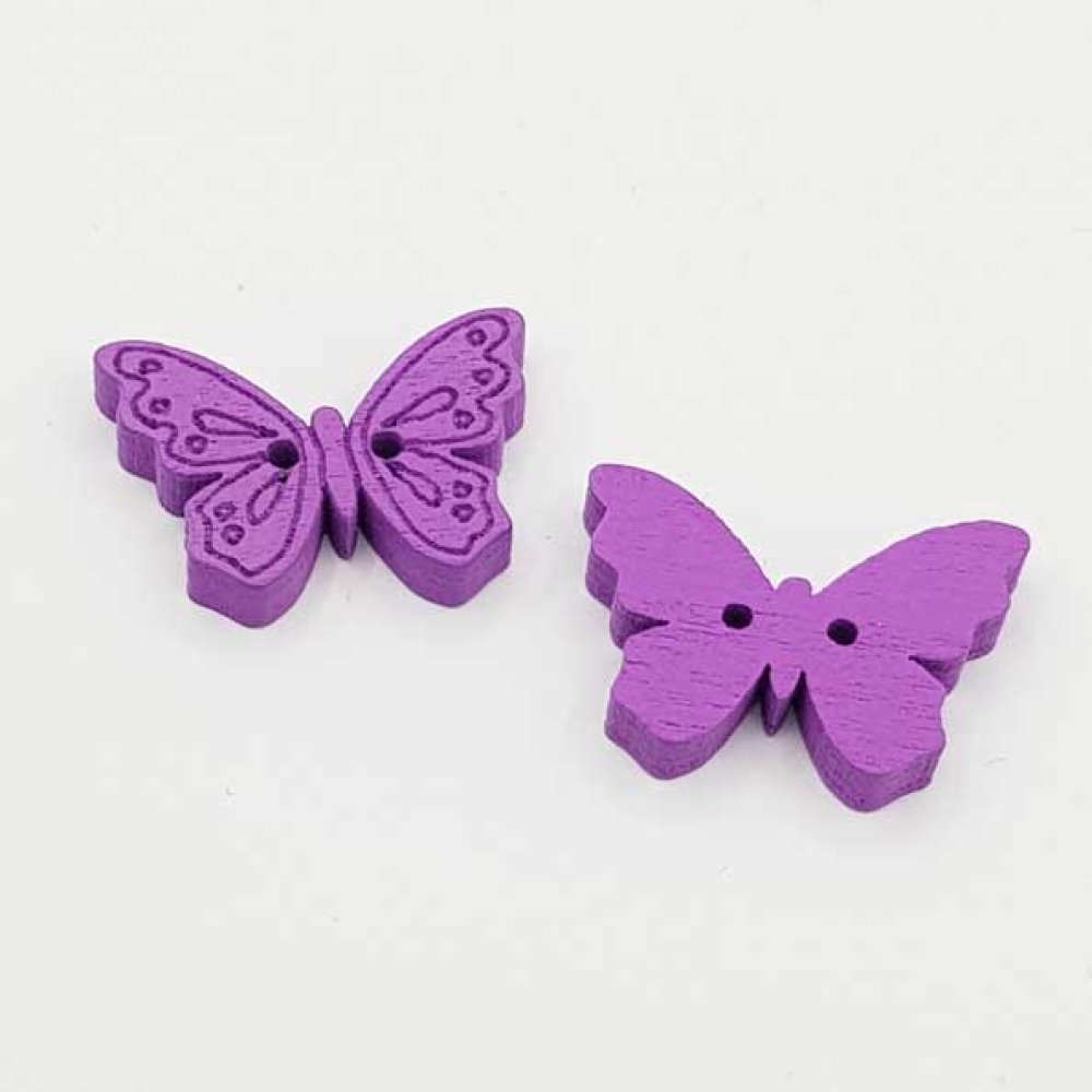 Botão borboleta de madeira roxo N°01-02