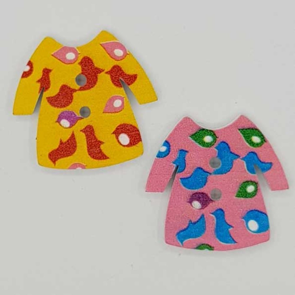 Vestido de botões em madeira N°02-04 x 2 peças