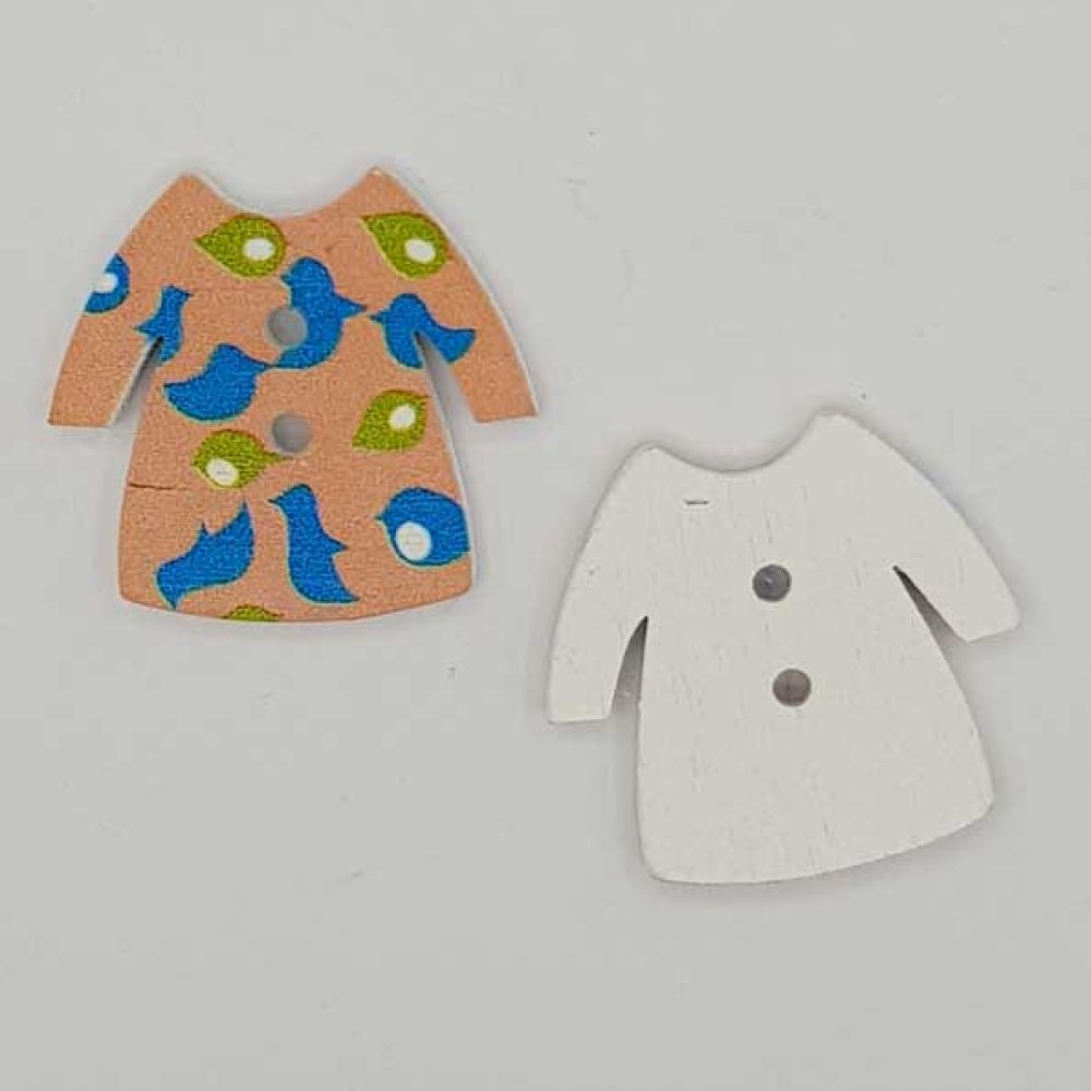 Vestido bege com botões de madeira N°02-02