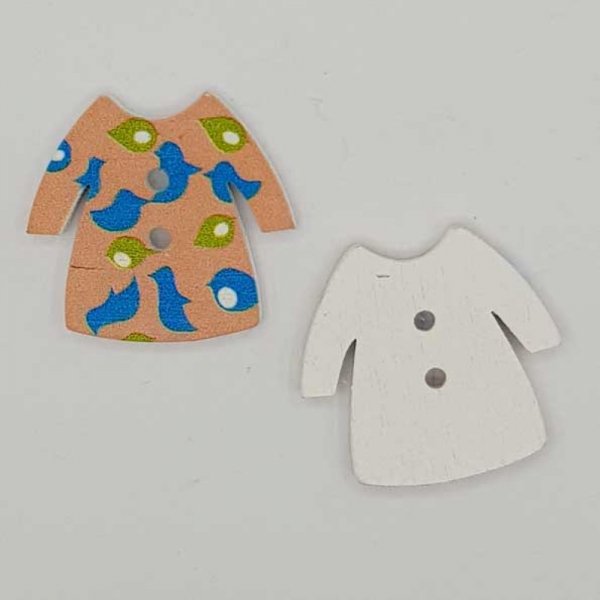 Vestido bege com bot&otilde;es de madeira N&deg;02-02