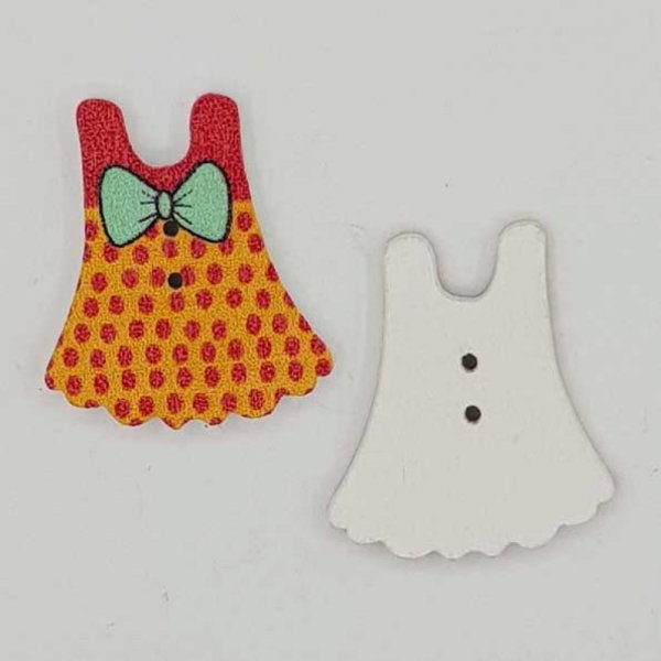 Vestido laranja com bot&otilde;es de madeira N&deg;01-01