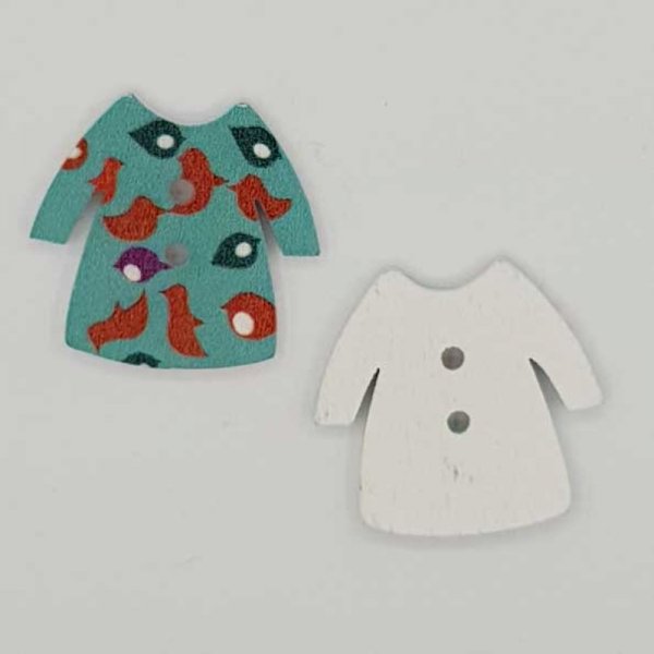 Vestido turquesa com bot&otilde;es de madeira N&deg;02-03