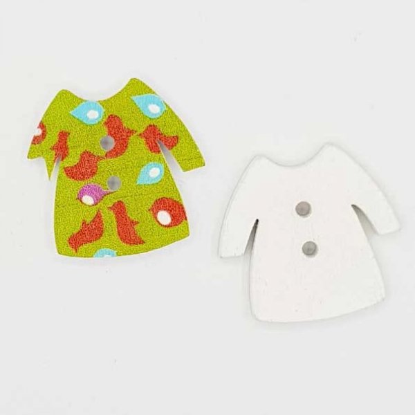 Vestido verde com bot&otilde;es de madeira N&deg;02-01