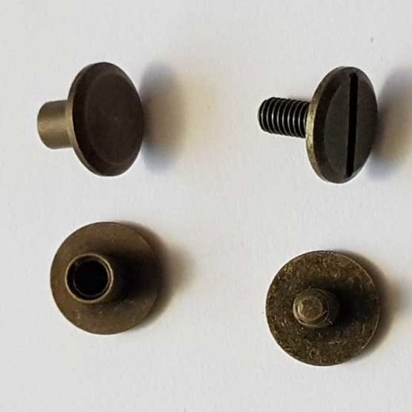 Bouton de col &agrave; visser 6 mm 02 Vieux Laiton en Zamak Plaqu&eacute; Argent a vis