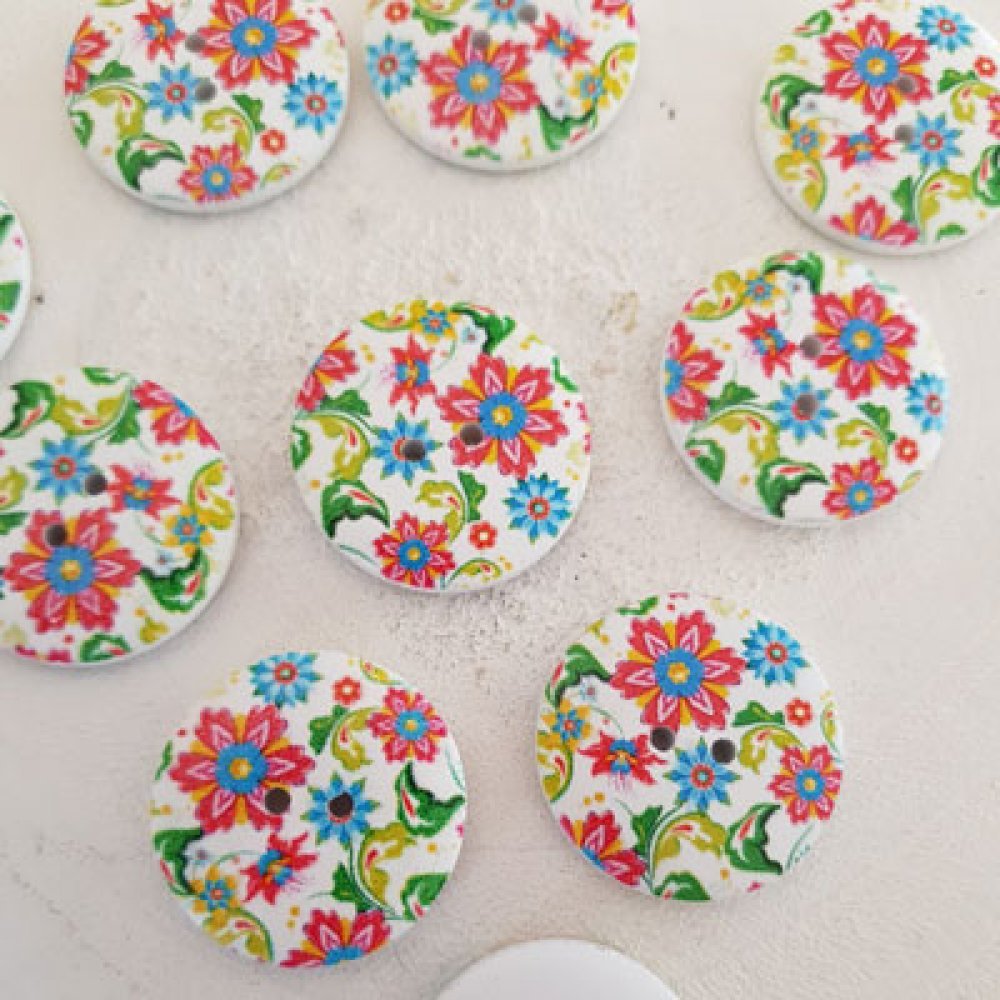 Flores de madeira com maçaneta 30 mm N°01 x 10 peças