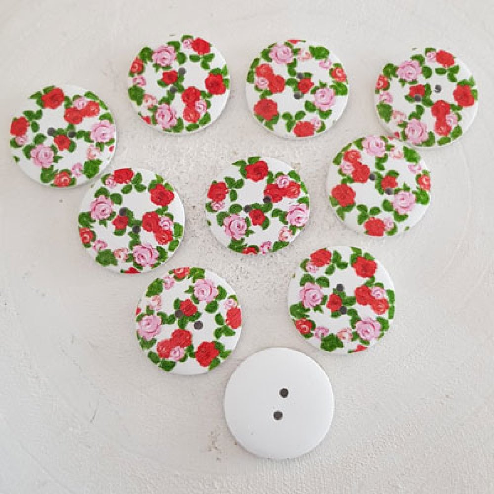Flores de madeira com maçaneta 30 mm N°06 x 10 peças