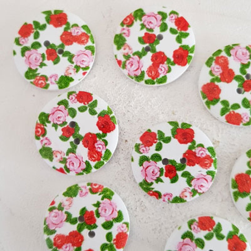 Flores de madeira com maçaneta 30 mm N°06 x 10 peças