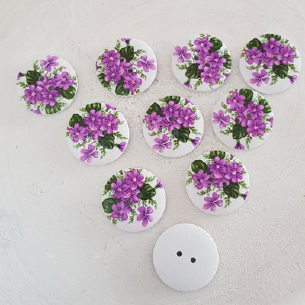 Flores de madeira com maçaneta 30 mm N°07 x 10 peças