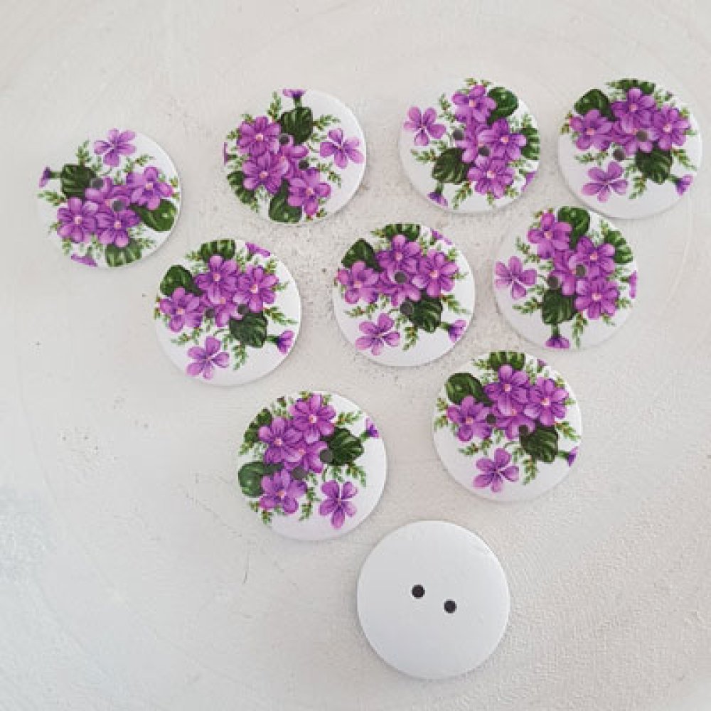 Flores de madeira com maçaneta 30 mm N°07 x 10 peças